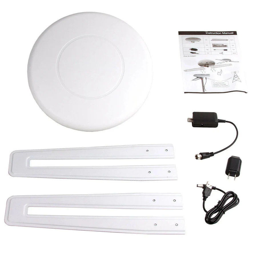 Omnidirectional HDTV Antenna for UHF and VHF Signals with a Smart IC Chip, 40 Foot Cable and USB or AC Power