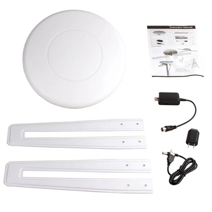 Omnidirectional HDTV Antenna for UHF and VHF Signals with a Smart IC Chip, 40 Foot Cable and USB or AC Power