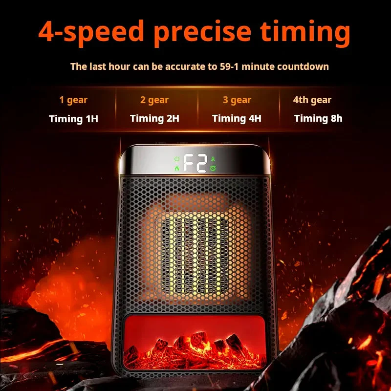 Wall Plug In Electric Heater with a PTC Ceramic Heating Element and a Compact Body