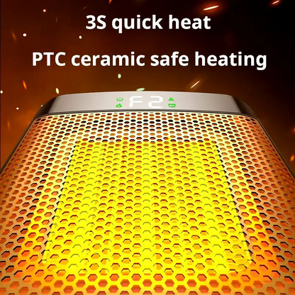Wall Plug In Electric Heater with a PTC Ceramic Heating Element and a Compact Body