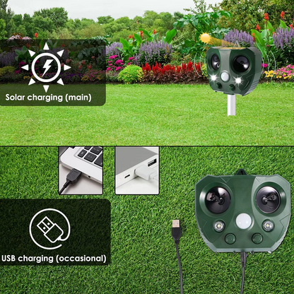 Solar Bird Repeller with Motion Sensor and LED Flash, 30ft Range