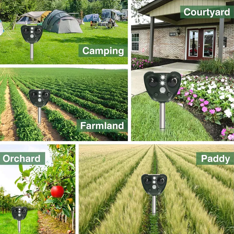 Solar Bird Repeller with Motion Sensor and LED Flash, 30ft Range