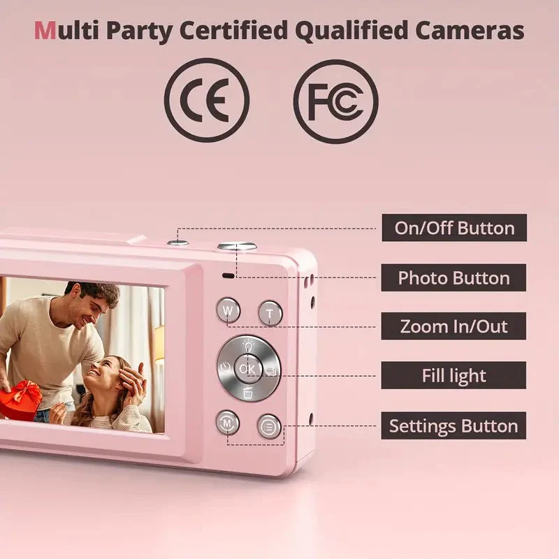 Pocket Digital Camera with 1080p Video Recording and 32GB Memory Card for Travel Photography