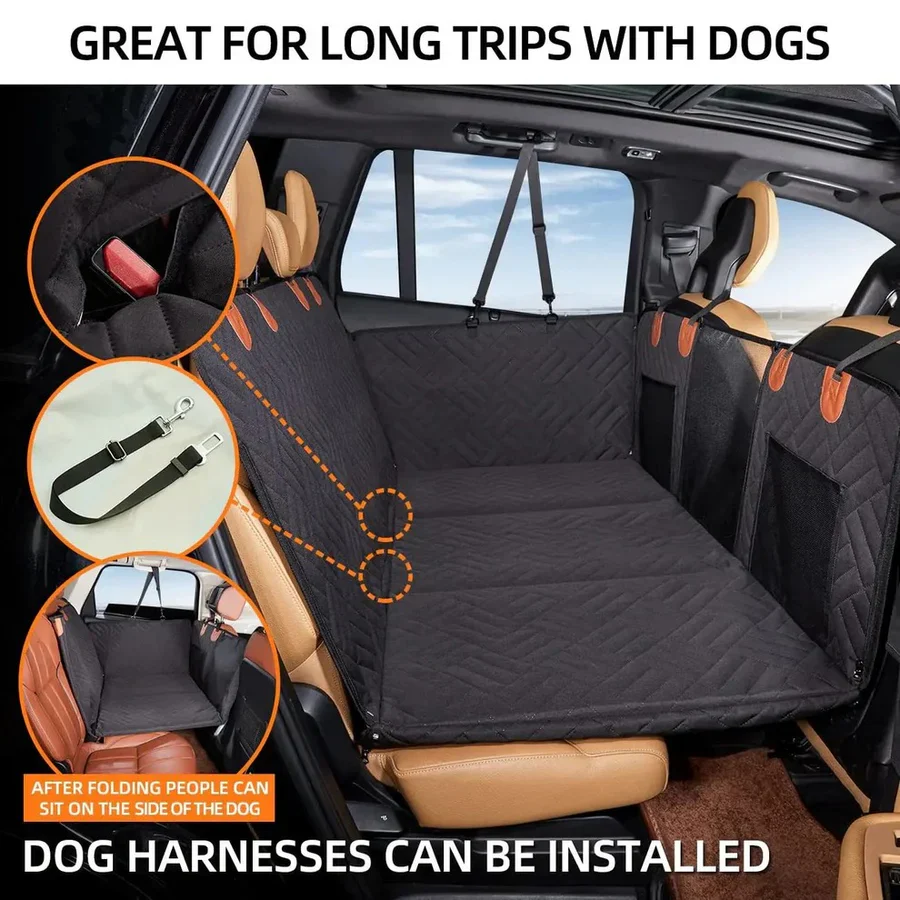 Dog Car Seat Extender with Reinforced Hard Base and Raised Side Panels