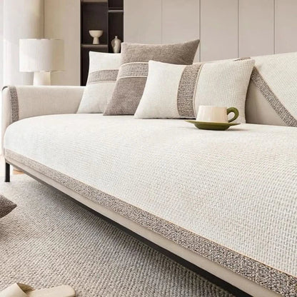 Polyester Sofa Cover with Non-Slip Backing and Machine Washable, Stain Protection