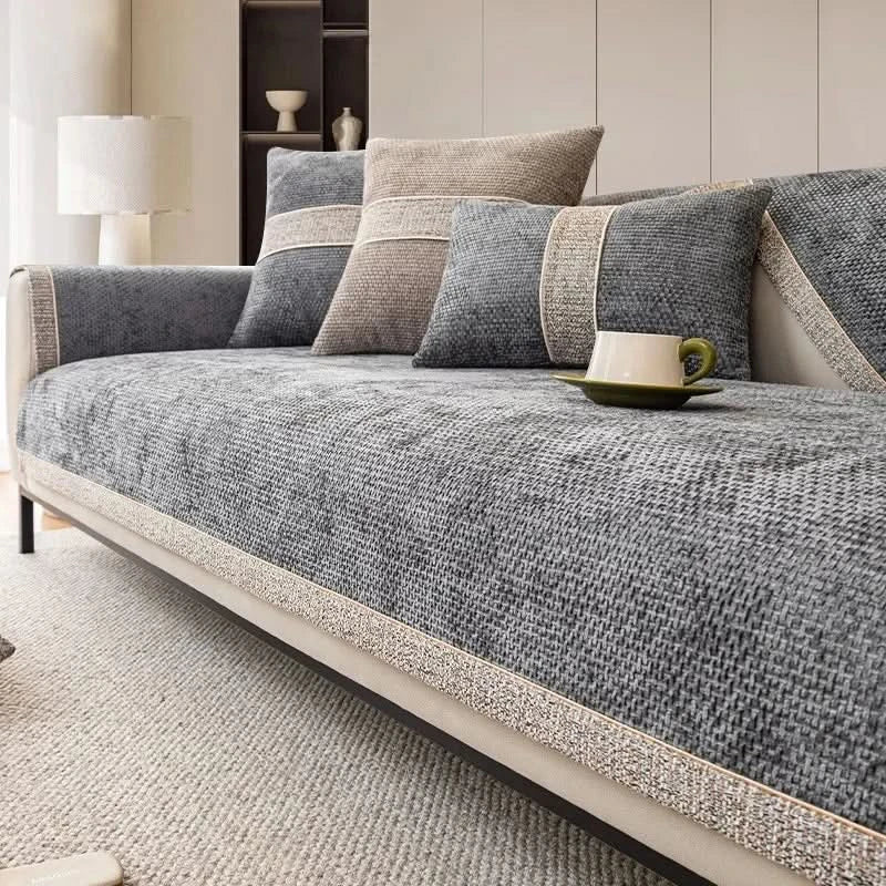 Polyester Sofa Cover with Non-Slip Backing and Machine Washable, Stain Protection