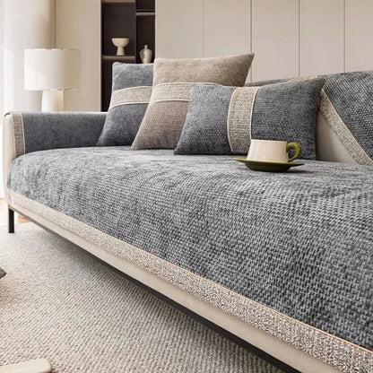Polyester Sofa Cover with Non-Slip Backing and Machine Washable, Stain Protection