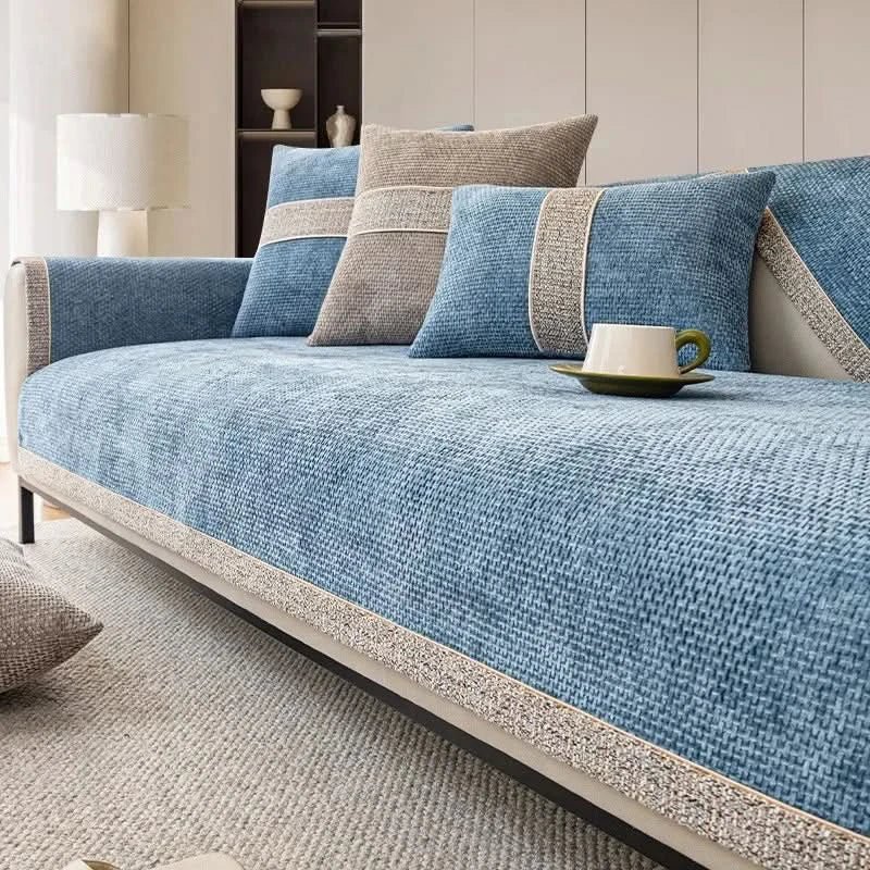 Polyester Sofa Cover with Non-Slip Backing and Machine Washable, Stain Protection