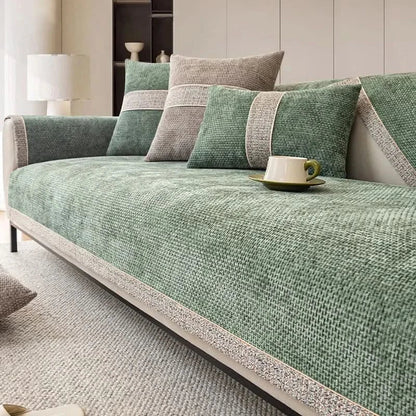Polyester Sofa Cover with Non-Slip Backing and Machine Washable, Stain Protection