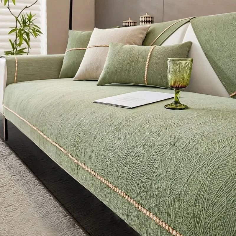 Polyester Sofa Cover with Non-Slip Backing and Machine Washable, Stain Protection