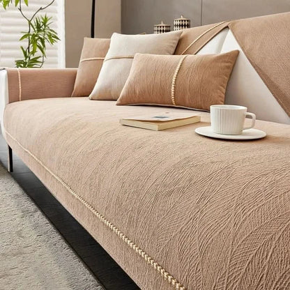 Polyester Sofa Cover with Non-Slip Backing and Machine Washable, Stain Protection