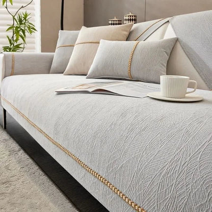 Polyester Sofa Cover with Non-Slip Backing and Machine Washable, Stain Protection