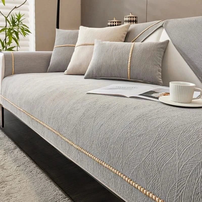 Polyester Sofa Cover with Non-Slip Backing and Machine Washable, Stain Protection