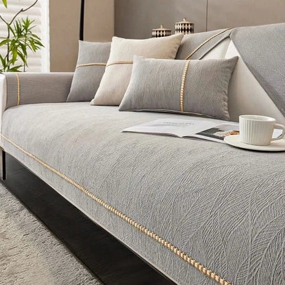 Polyester Sofa Cover with Non-Slip Backing and Machine Washable, Stain Protection