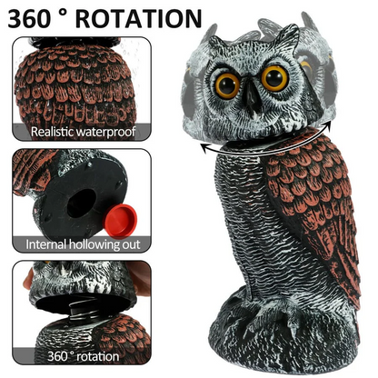 Owl Decoy with 360 Degree Rotating Head and Hand Painted Details, 2 Pack