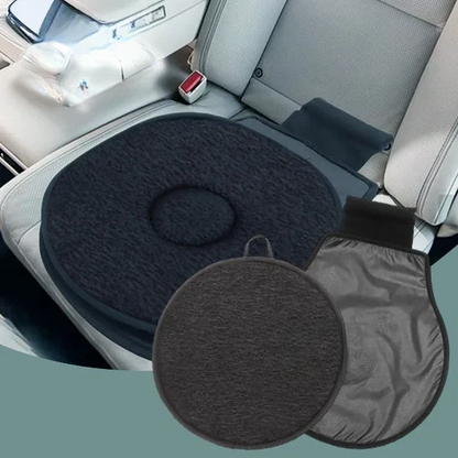 Rotating Seat Cushion with 360-Degree Swivel and Foam Padding for Cars and Office Chairs