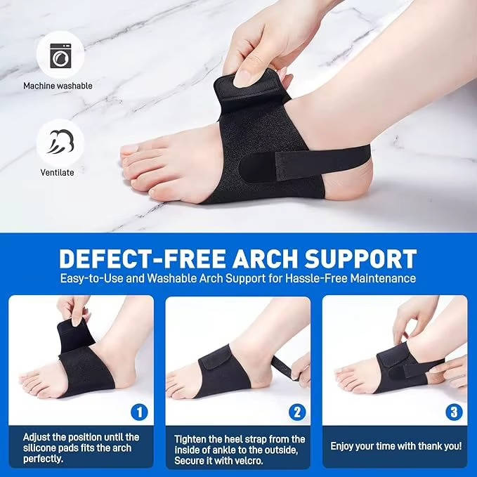 Adjustable Arch Support Inserts with Gel Cushioning for Foot Comfort