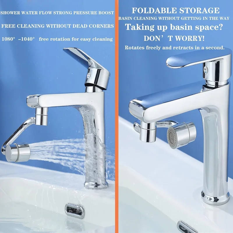 Rotating Faucet Aerator Extender with 2 Spray Modes for Sink