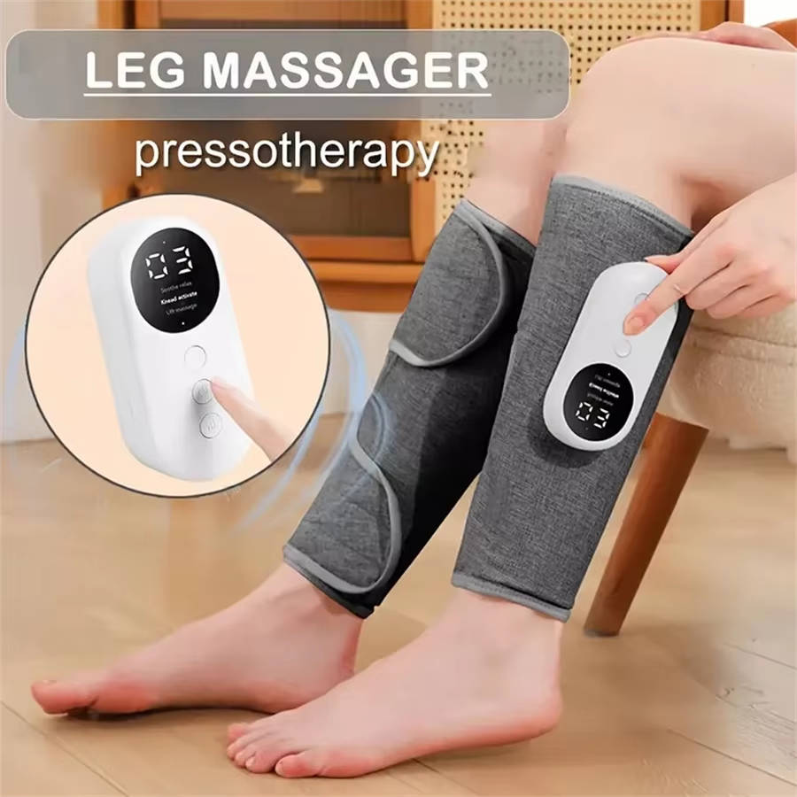 Rechargeable Cordless Air Compression Massager with Heat and Calf Wraps