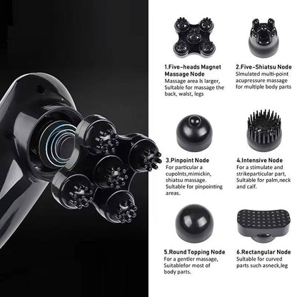Handheld Corded Body Massager with 6 Attachments and Ergonomic Handle