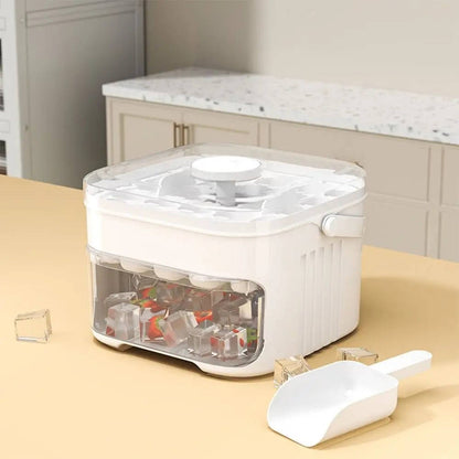 50 Cube Ice Maker Tray, Double Layer Ice Box with Easy Press Lid for Freezer Storage