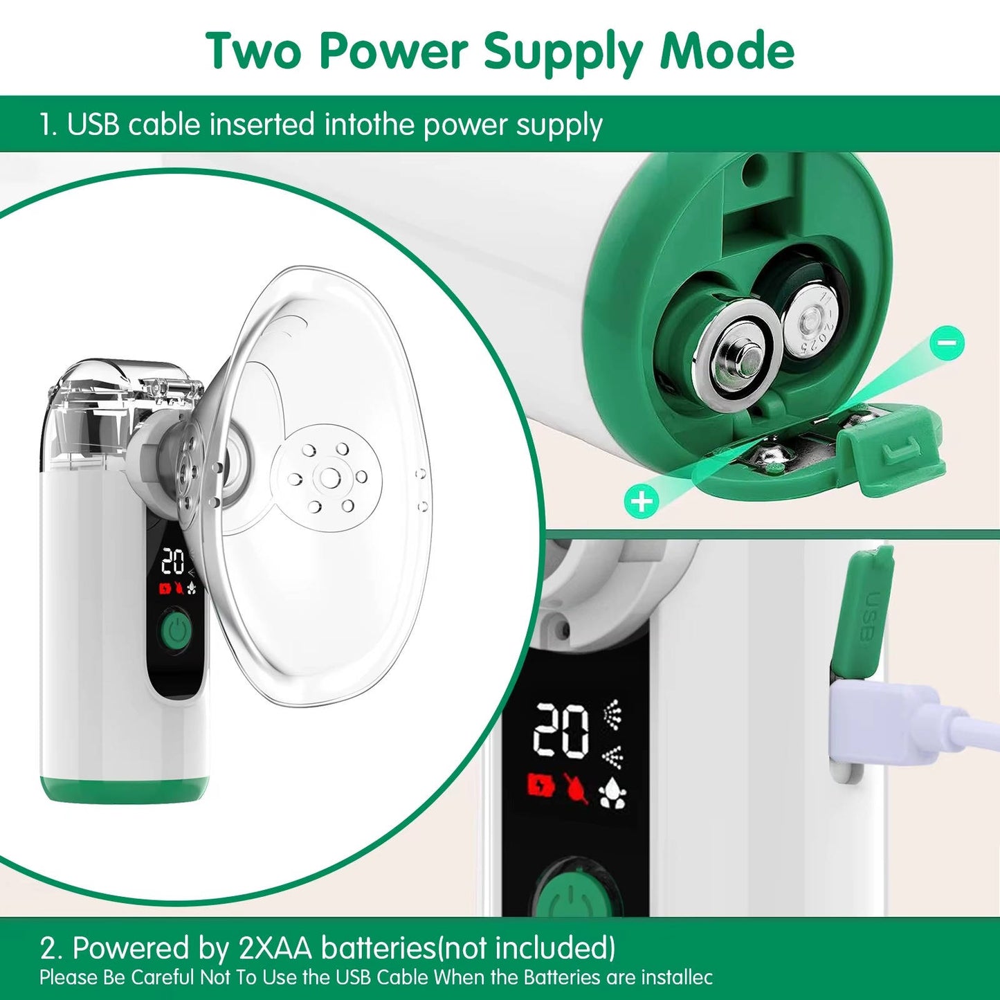 Portable USB Rechargeable Mist Inhaler Device with LED Display