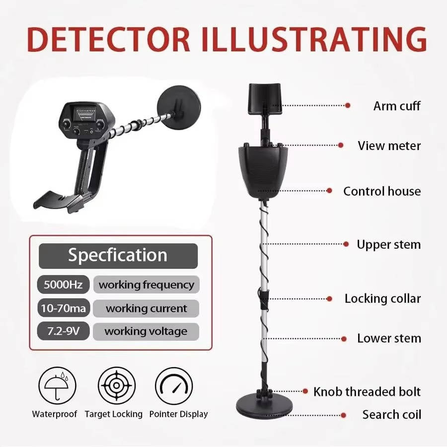 Underground Metal Detector with Waterproof Coil and Dual Search Modes