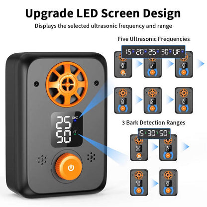 Ultrasonic Dog Bark Training Device with Rechargeable Battery and LED Screen