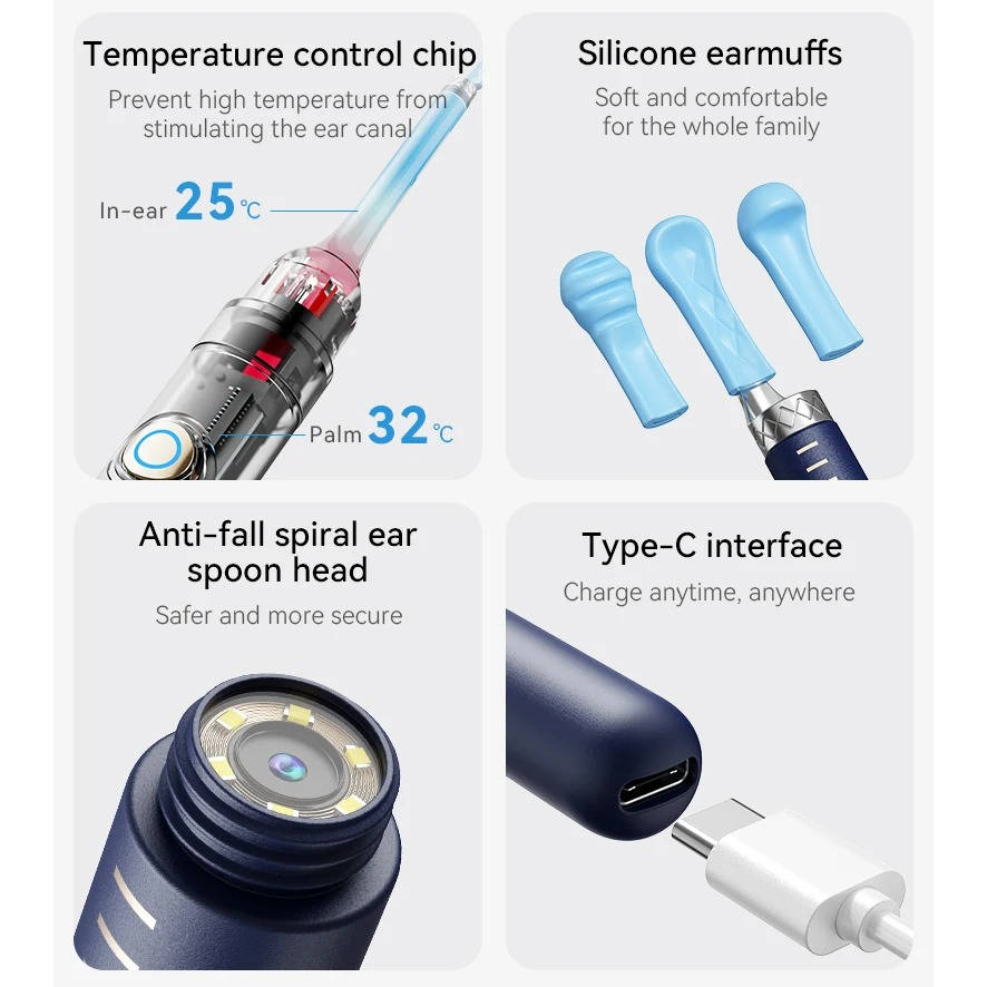 Visual Ear Cleaning Tool with HD Camera Video and Storage Case