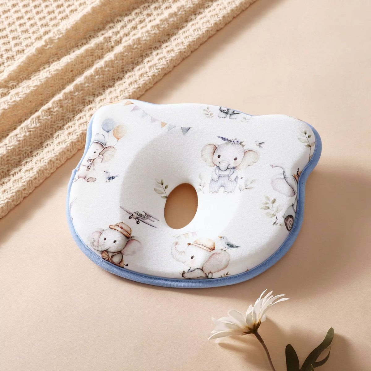 Baby Head Support Pillow with U Shaped Cradle and Moisture Wicking Velvet, Newborn to Toddler