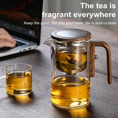 Glass Teapot with Removable Infuser and Wooden Handle