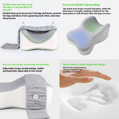 Adjustable Leg Pillow with Memory Foam for Knee and Side Sleep Comfort