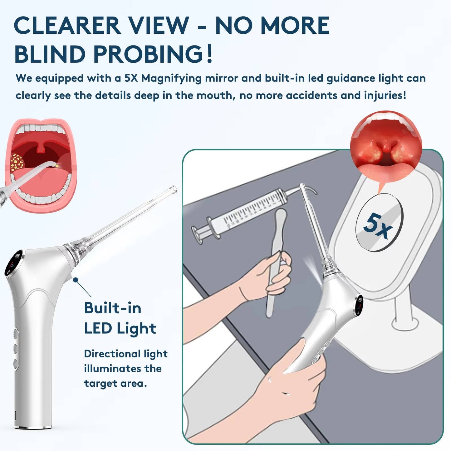 Rechargeable Oral Cleaning Tool with 3 Suction Levels