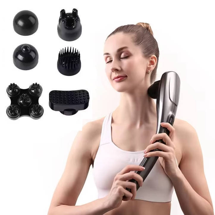 Handheld Corded Body Massager with 6 Attachments and Ergonomic Handle