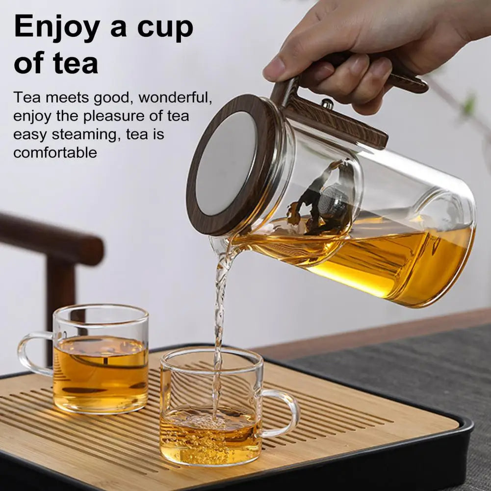 Glass Teapot with Removable Infuser and Wooden Handle