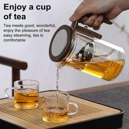 Glass Teapot with Removable Infuser and Wooden Handle