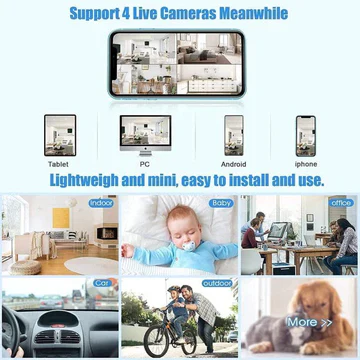 1080P HD Security Camera with Magnetic Base and Night Vision for Motion Alerts