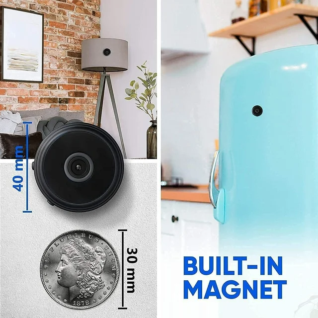 1080P HD Security Camera with Magnetic Base and Night Vision for Motion Alerts