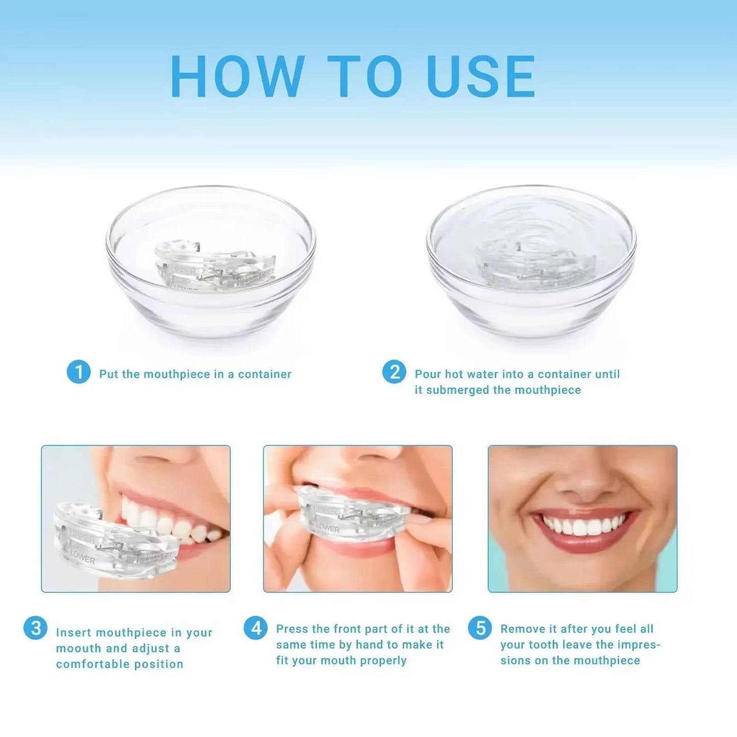 Adjustable Mouth Guard with Dual Tray Fit and Open Front Design