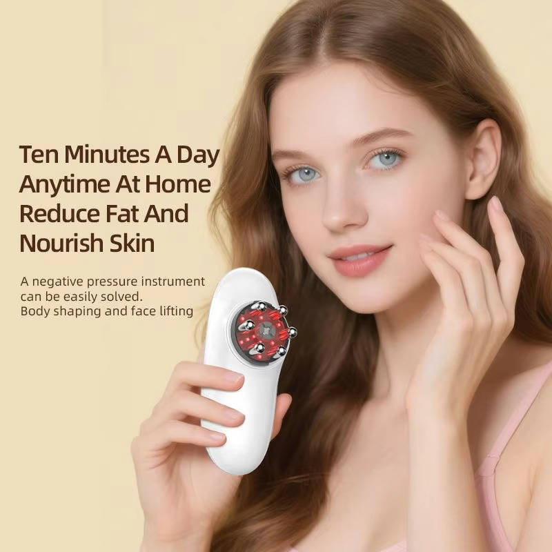 Rechargeable Body and Face Beauty Massager with LED Light and Suction