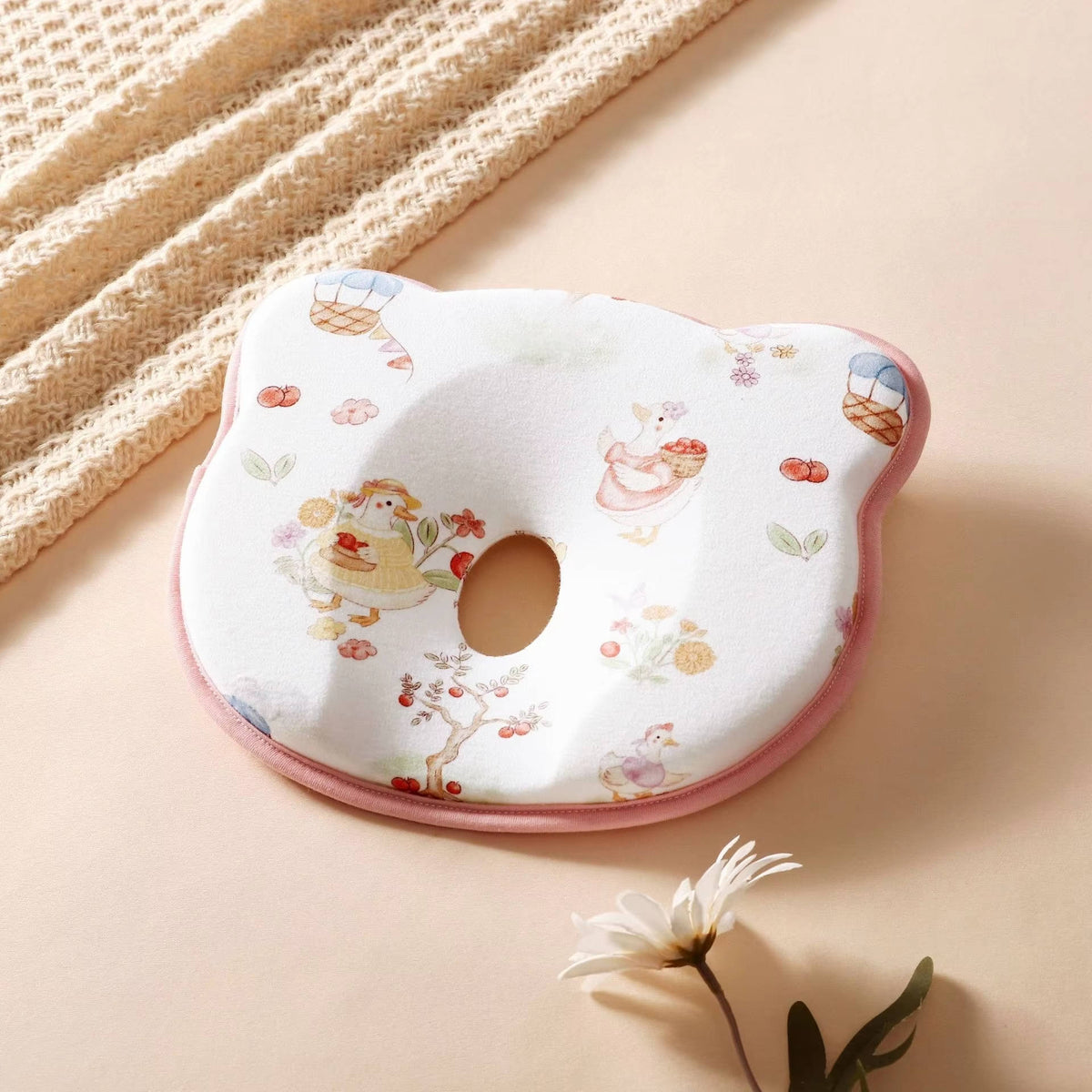 Baby Head Support Pillow with U Shaped Cradle and Moisture Wicking Velvet, Newborn to Toddler