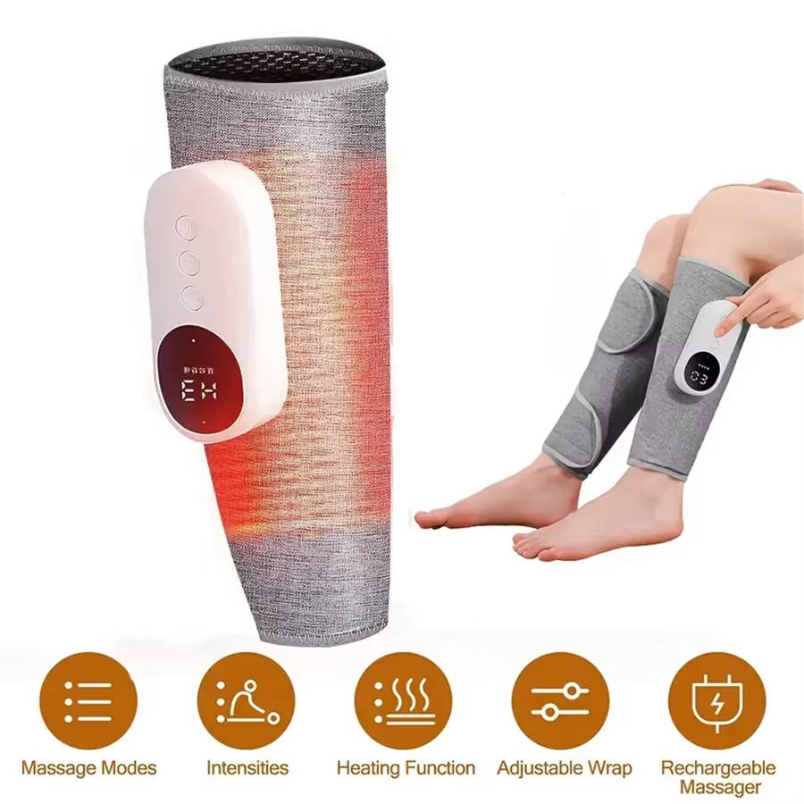 Rechargeable Cordless Air Compression Massager with Heat and Calf Wraps