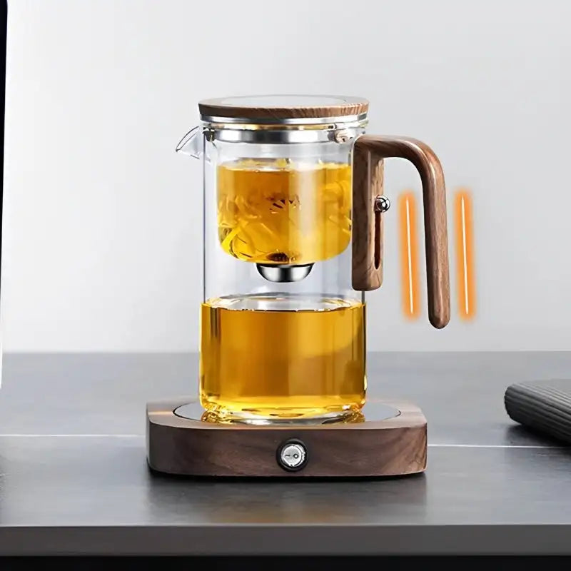 Glass Teapot with Removable Infuser and Wooden Handle