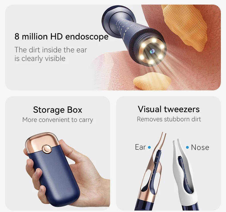 Visual Ear Cleaning Tool with HD Camera Video and Storage Case