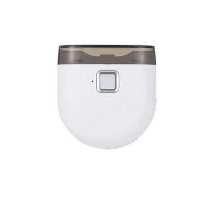 Dual-speed electric nail clipper with LED; white, sleek design for precise, safe, and convenient nail care for all ages.