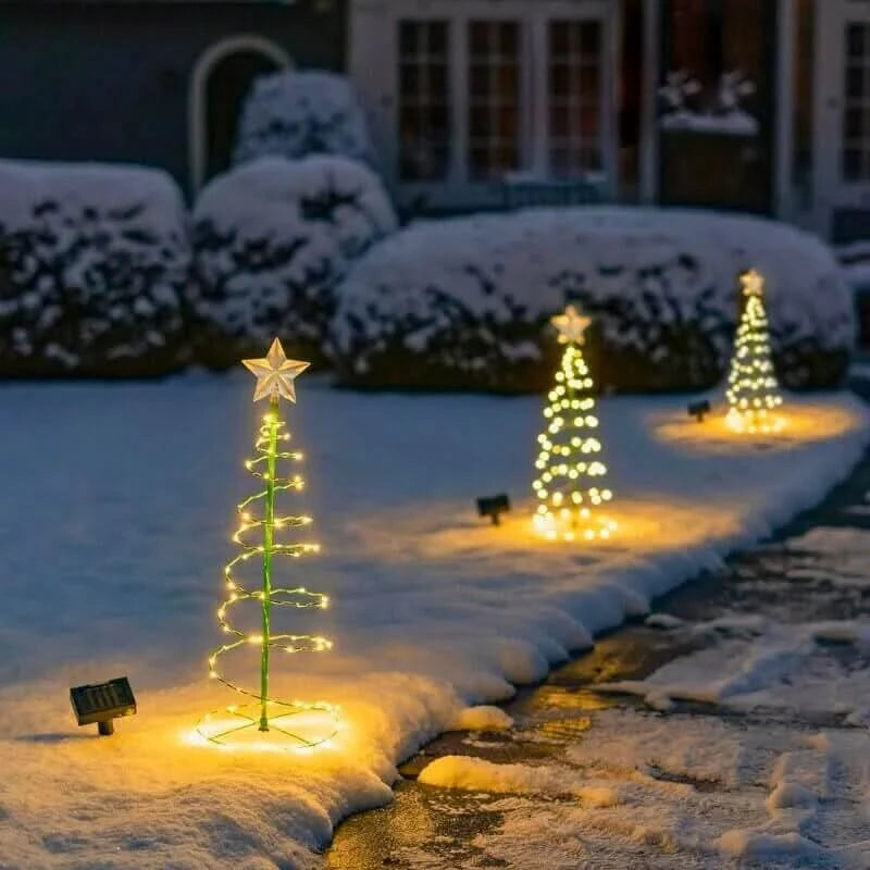 Solar Metal Tree Light with 50 LED Beads and Three Lighting Modes for Garden Beds and Paths