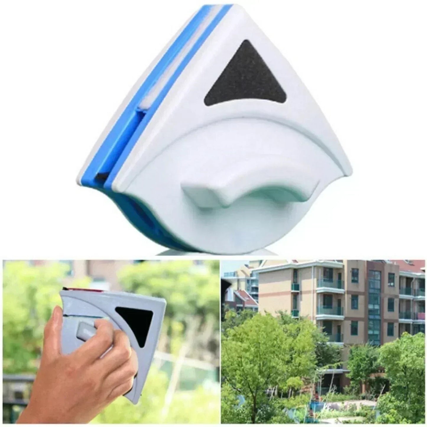 Dual-Sided Magnetic Window Cleaner with Magnetic Lock System