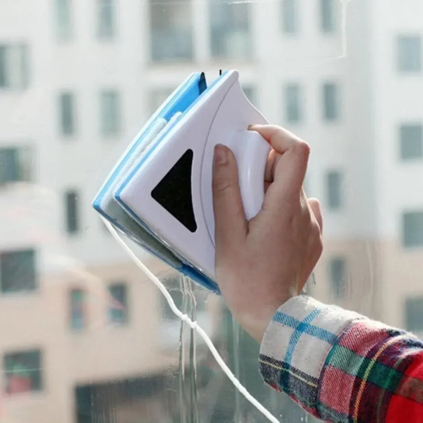 Dual-Sided Magnetic Window Cleaner with Magnetic Lock System