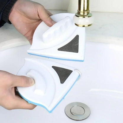 Dual-Sided Magnetic Window Cleaner with Magnetic Lock System