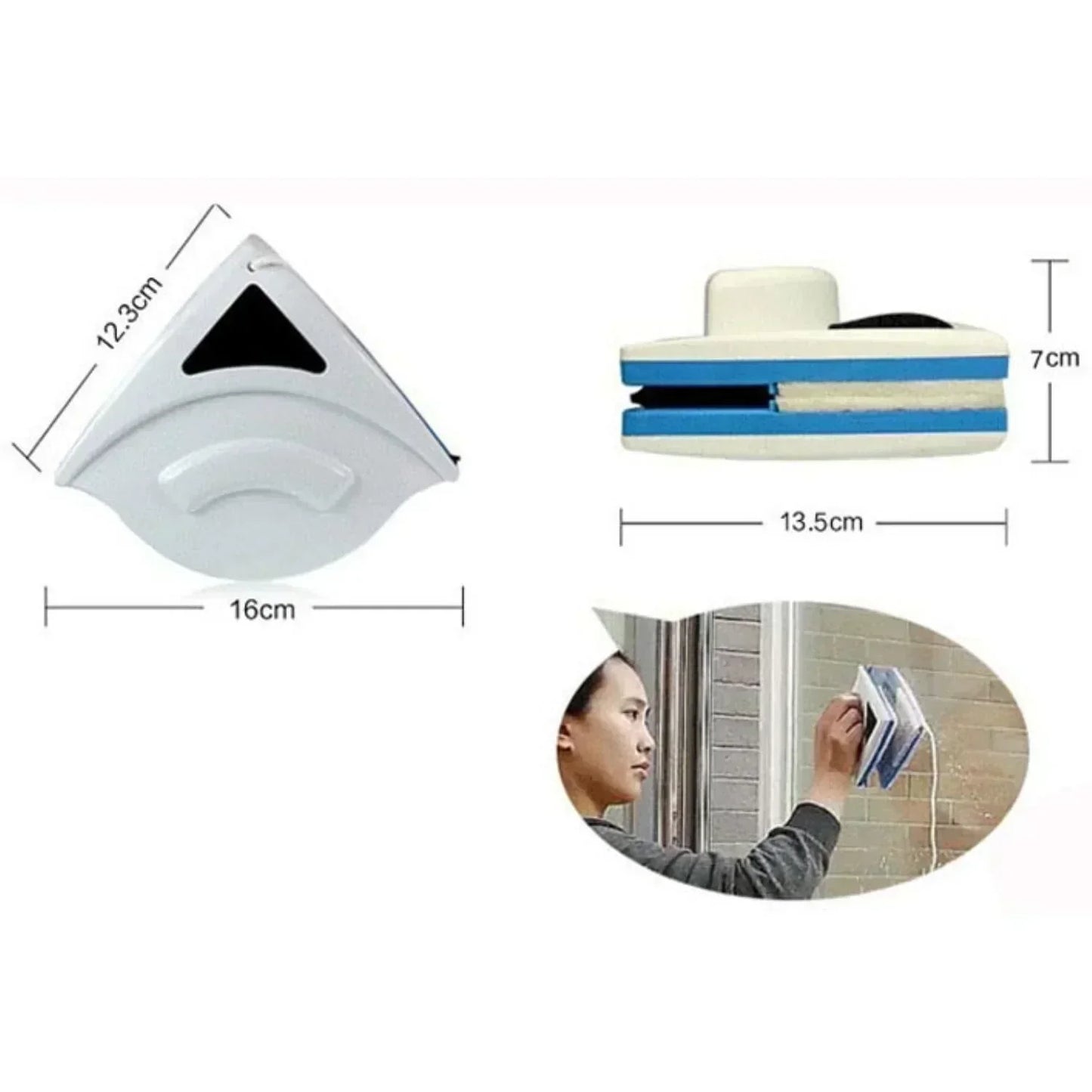 Dual-Sided Magnetic Window Cleaner with Magnetic Lock System